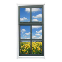 Fönstervy för gult Tulips Blå himmel Vår Poster