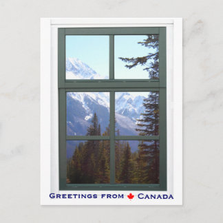 Fönstervy för hälsning från Kanada Rocky mountains Vykort