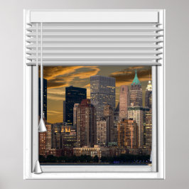 Fönstervy för New York Skyline Faux med Blinder Poster