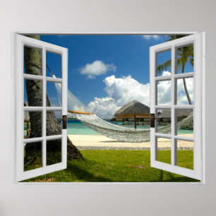 Fönstervy för Tropical Beach Fake Poster