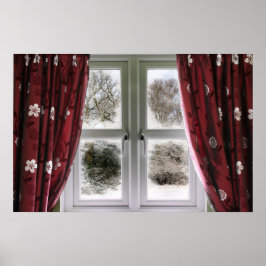 Fönstervy till en snö-scen poster