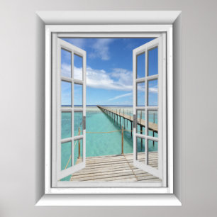 Fönstret 3D Ocean View Fake (3D Ocean View Fake) Poster