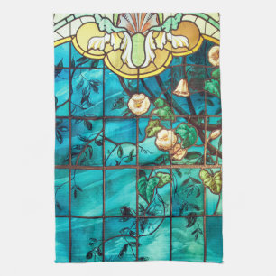Fönstret Art nouveau Stängd glas Kökshandduk