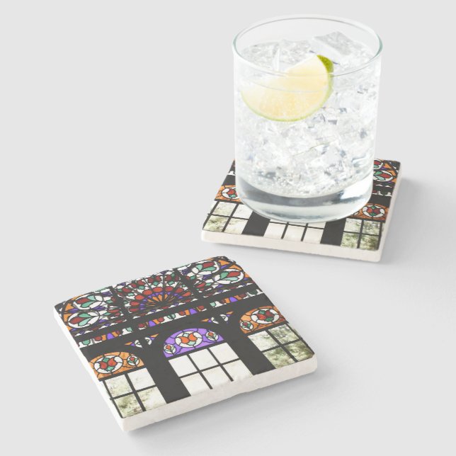 Fönstret Färgat glasaktigt Stenunderlägg (Sidan)