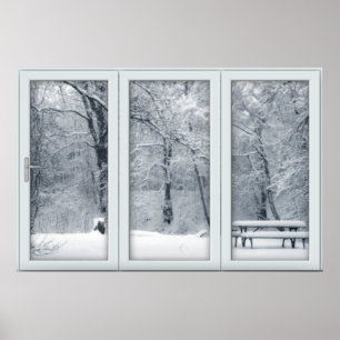 Fönstret Fresh Snowfall med en vy Poster