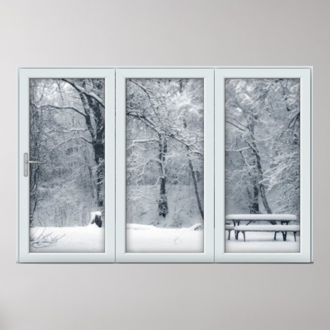 Fönstret Fresh Snowfall med en vy Poster (Framsidan)