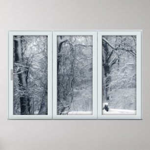 Fönstret Fresh Winter Snowfall med en vy Poster