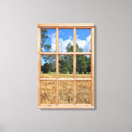Fönstret Golden Barley Fält 3D-effekt, Bild