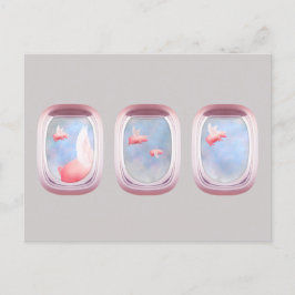 Fönstret grisar som flyger tidigare flygplan vykort