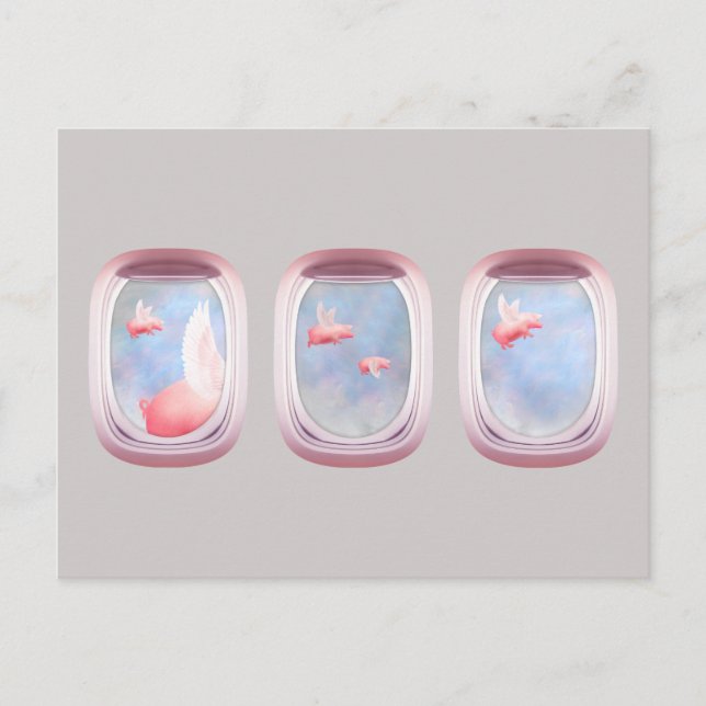 Fönstret grisar som flyger tidigare flygplan vykort (Framsida)