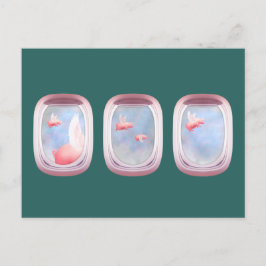 Fönstret grisar som flyger tidigare flygplan vykort