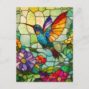 Fönstret Hummingbird Tiffany-Stil Helg Vykort