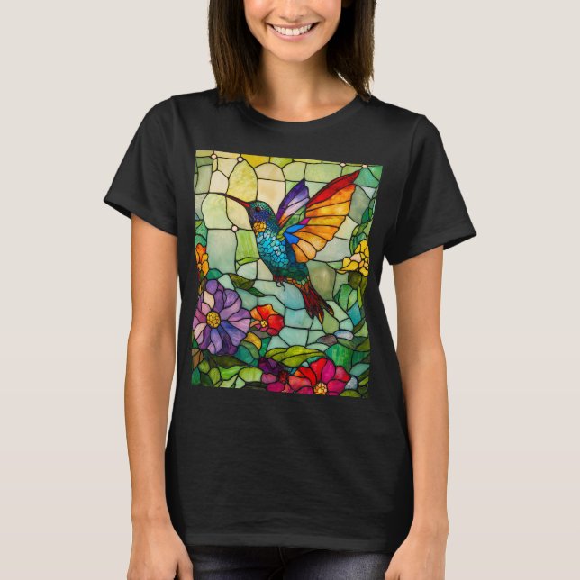 Fönstret Hummingbird Tiffany-Stil T Shirt (Framsida)
