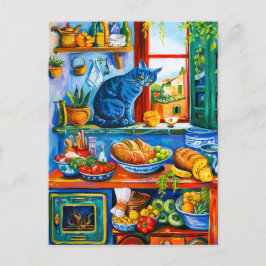 Fönstret Kat Tittar ut köket Vykort