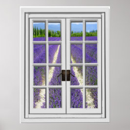 Fönstret Lavender Fält View Fake (Visa kummel) Poster