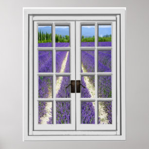Fönstret Lavender Fält View Fake (Visa kummel) Poster