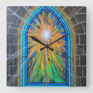 Fönstret Ljust 3 Church Stached Glass Fyrkantig Klocka