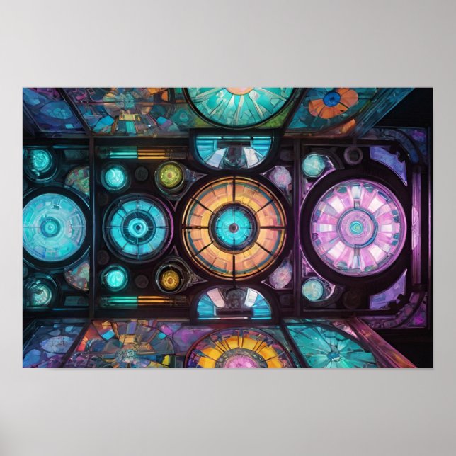 Fönstret nedfläckad-glas poster (Framsidan)