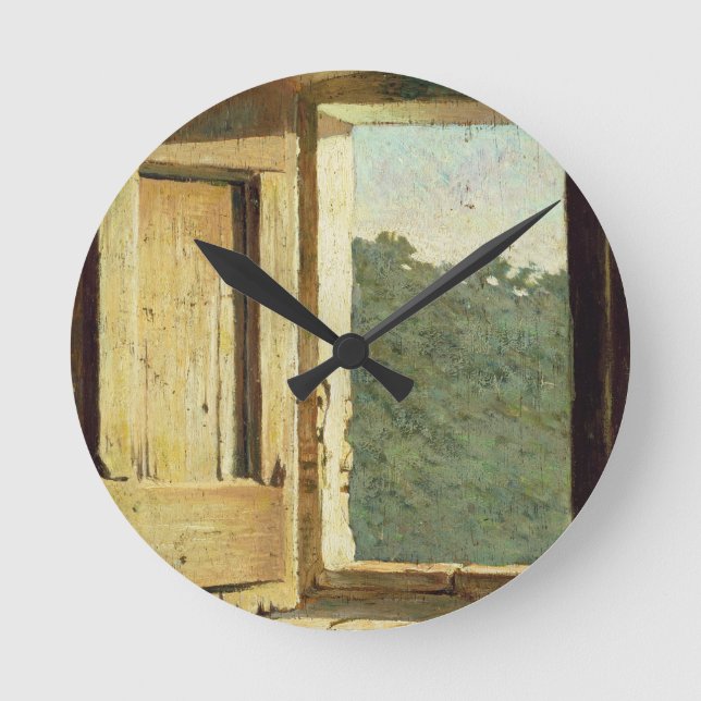 Fönstret (olja på kanfas) rund klocka (Framsida)