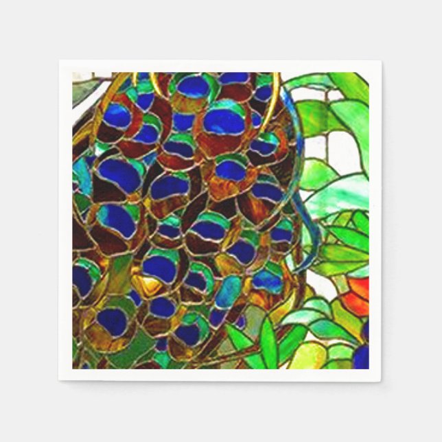 Fönstret Peacock Feathers Mosaic Stached Glass Pappersservett (Framsidan)