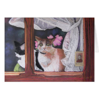 fönstret placerar hälsningskort