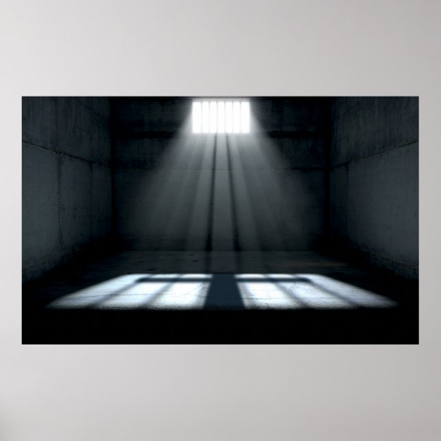 Fönstret Solskenor i fängelsecellen Poster (Framsidan)