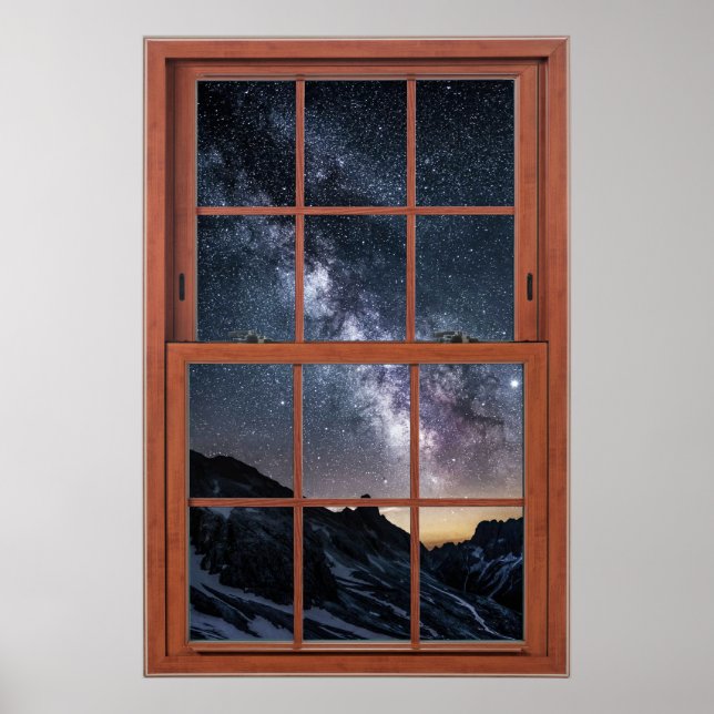 Fönstret Starry Night Himlar - Fake Window Poster (Framsidan)