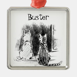 Fönstret Tittar av hund och katt, Ange sympati Julgransprydnad Metall