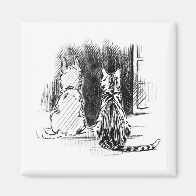 Fönstret Tittar av hund och katt, Ange sympati Magnet (Framsidan)