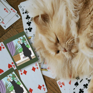 Fönstret Tittar ut svart katt Casinokort