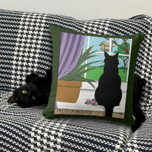 Fönstret Tittar ut svart katt Kudde