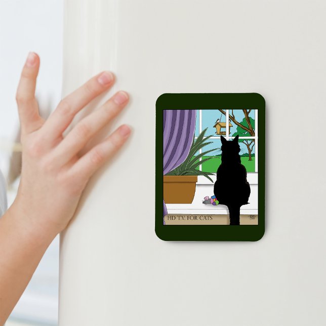 Fönstret Tittar ut svart katt Magnet (Skapare uppladdad)