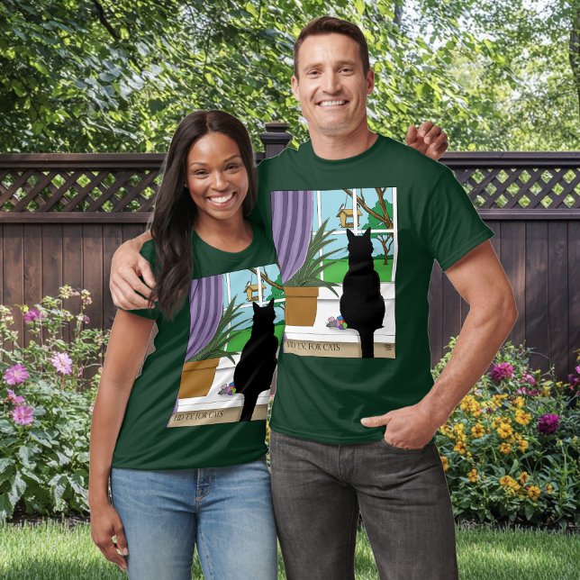 Fönstret Tittar ut svart katt T Shirt (Skapare uppladdad)