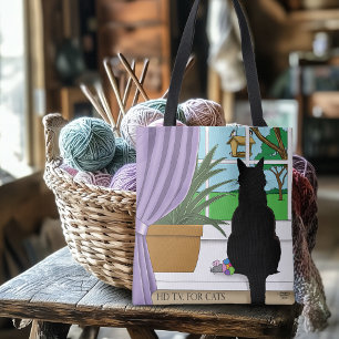 Fönstret Tittar ut svart katt Tygkasse
