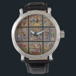 Fönstret vintage Cathedral Stweed Glass (kilformat Armbandsur<br><div class="desc">Glasfönster i siena-katedralen (duomo - toscana - italien). Underbar katolsk och kristen gåva till honom eller henne.</div>