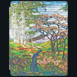 Fönstret Waterfall Iris Birch Tiffany Stached Glas iPad Skydd<br><div class="desc">Vintage Art nouveau Tiffany Stached Glass Window Art ipad cover har ett vackert skogslandskap under våren av vattenfall,  blomning av isblommor och Cherry Träd,  Birch och en Lotus Pond. Exquisite Art med en orientalisk känsla av bra feng-shui.</div>