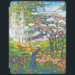 Fönstret Waterfall Iris Birch Tiffany Stached Glas iPad Skydd<br><div class="desc">Vintage Art nouveau Tiffany Stached Glass Window Art ipad cover har ett vackert skogslandskap under våren av vattenfall,  blomning av isblommor och Cherry Träd,  Birch och en Lotus Pond. Exquisite Art med en orientalisk känsla av bra feng-shui.</div>