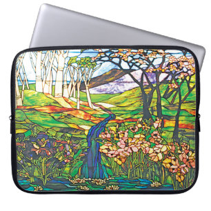 Fönstret Waterfall Iris Birch Tiffany Stached Glas Laptop Fodral