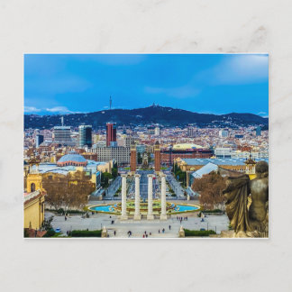 Font Montjuic, vykort från Barcelona