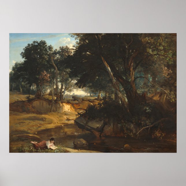Fontainebleau - Jean-Baptiste - Corot Fine Art Pos Poster (Framsidan)