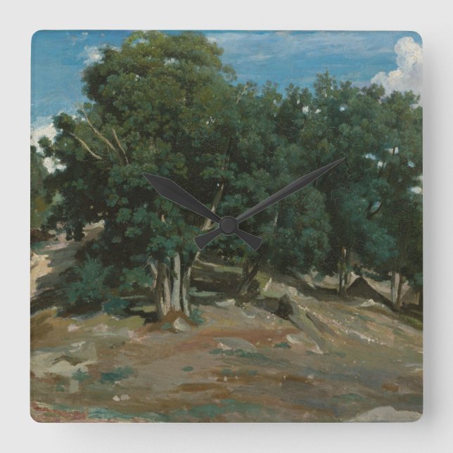 Fontainebleau Oakträd Fyrkantig Klocka (Framsida)