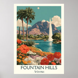 Fontän Backe Arizona Retro Poster   Vintage Dese