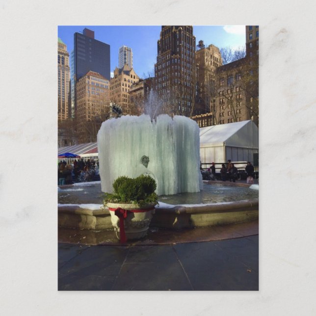 Fontän Bryant Park Manhattan New York NYC, fryst Vykort (Framsida)