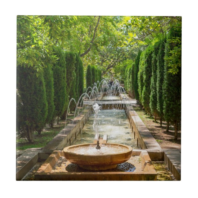 Fontän i Almudaina Gardens - Palma de Mallorca Kakelplatta (Framsidan)
