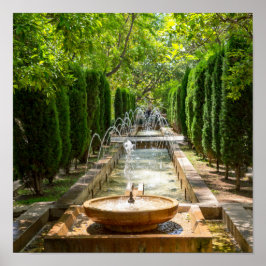 Fontän i Almudaina-trädgården - Palma de Mallorca Poster