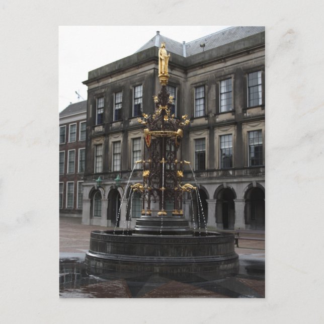 Fontän i Binnenhof Vykort (Framsida)