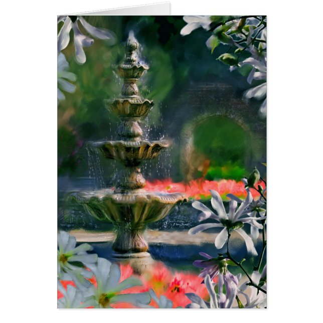 fontän i blommorna hälsningskort (Framsidan)