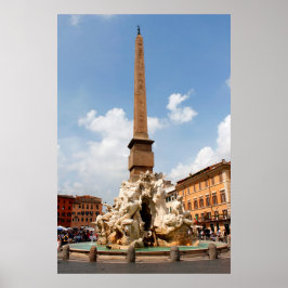 Fontän i de fyra floderna, Roms Italien Poster