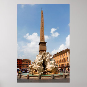 Fontän i de fyra floderna, Roms Italien Poster