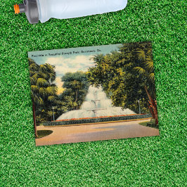 Fontän i Forsyth Park Savannah GA Historisk Vykort